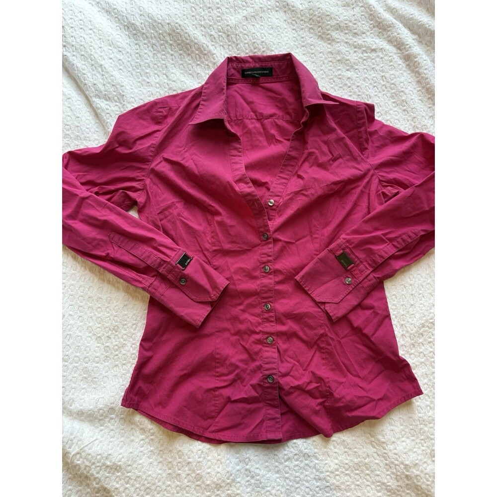 Express Design Studio Pink Button Up Shirt Size Medium